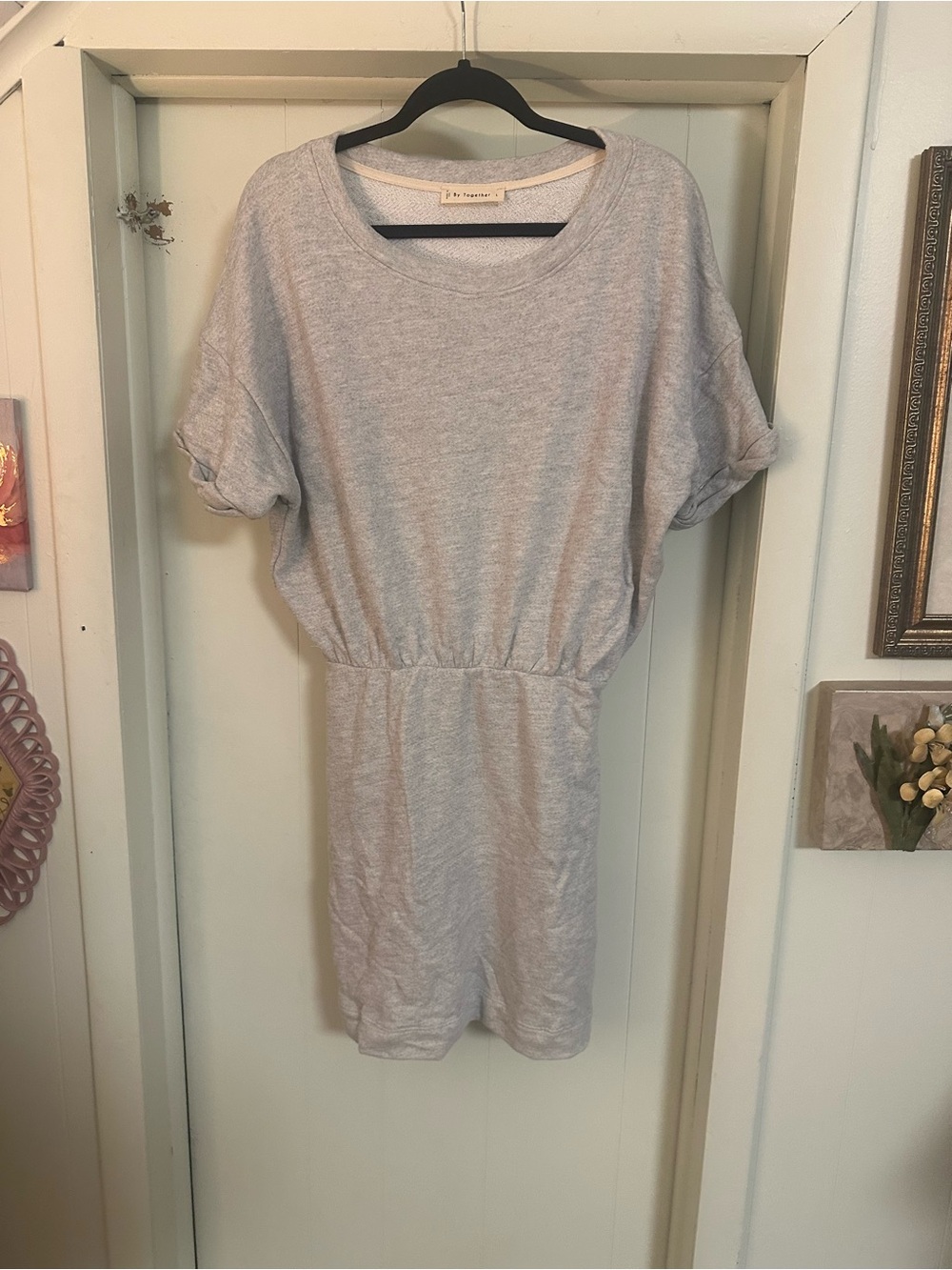 By Together Light Heather Gray Short Sleeve Sweatshirt Dress